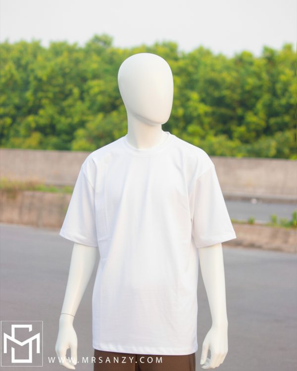 White Solid Premium Drop-Shoulder T-Shirt